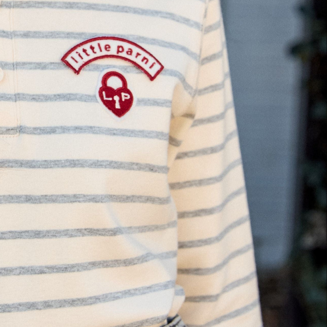 Grey/ Ivory Classic Striped Long Sleeve Tee