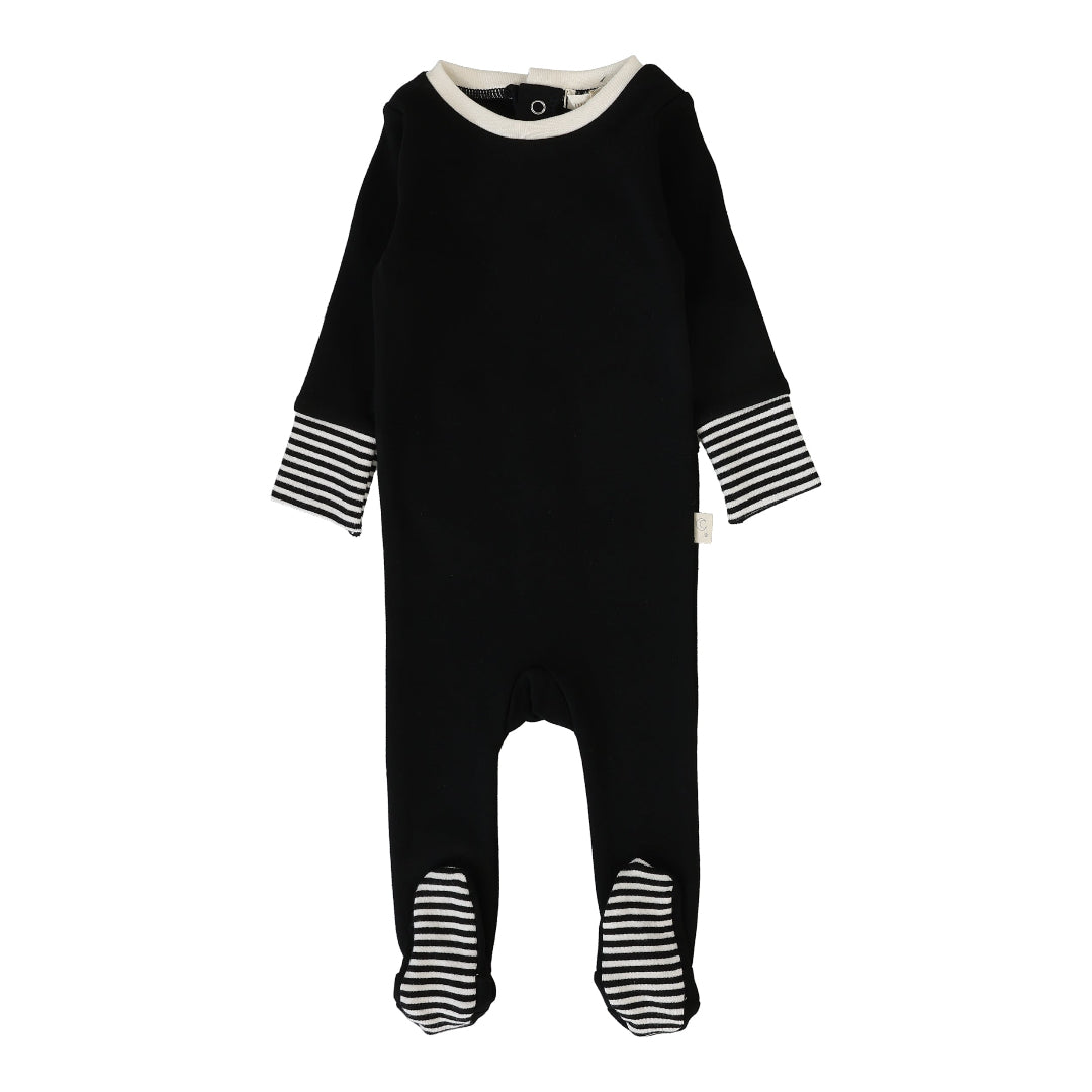 Black/Cream Striped Cuff Footie