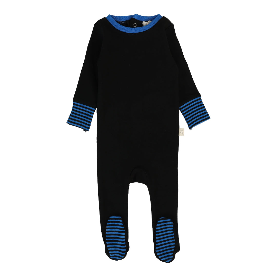 Black/Royal Blue Striped Cuff Footie