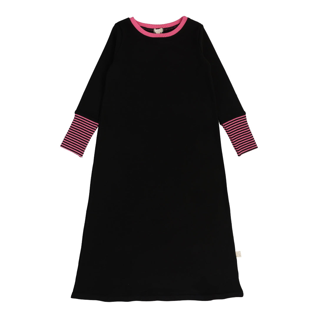 Black/Hot Pink Striped Cuff Night Gown