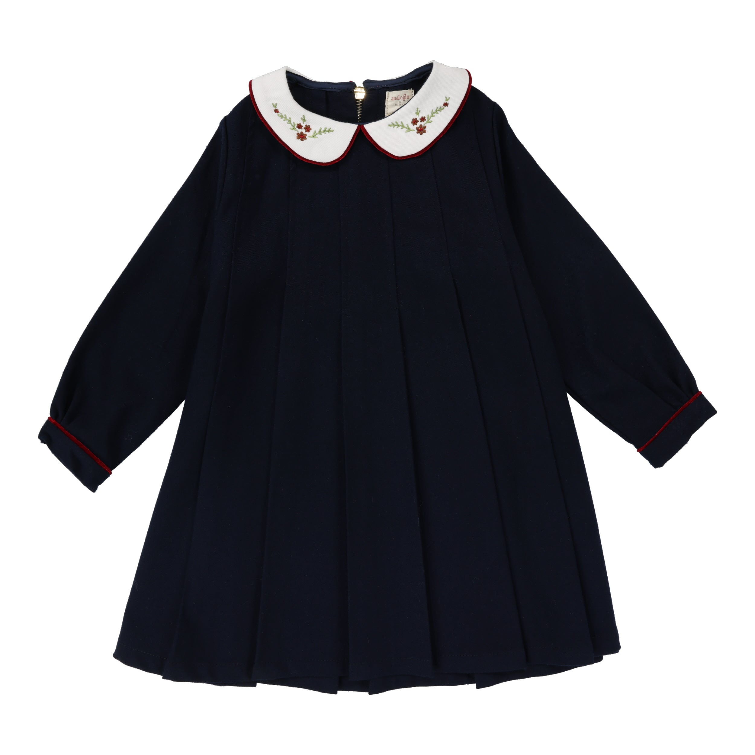 Navy Collar Pleated Dress