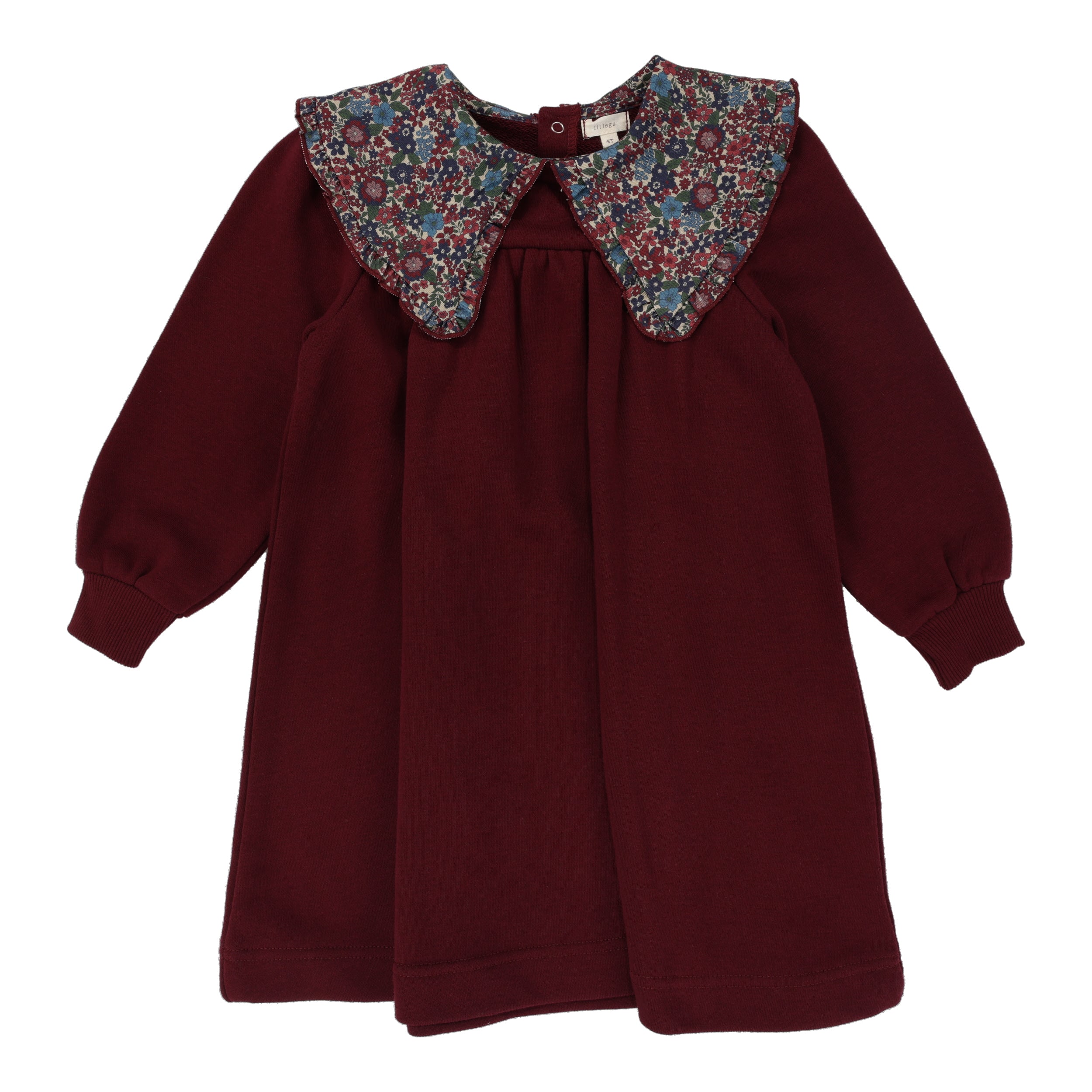 Burgundy Floral Collar Sweatshirt Dress