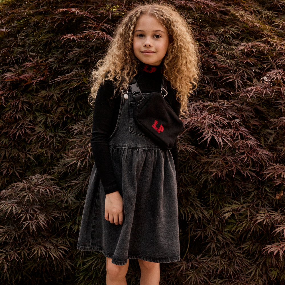 Black Denim Pinafore Dress