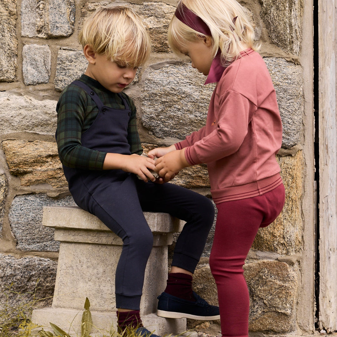 Navy French Terry Scottish Collection Body Suit + Overalls