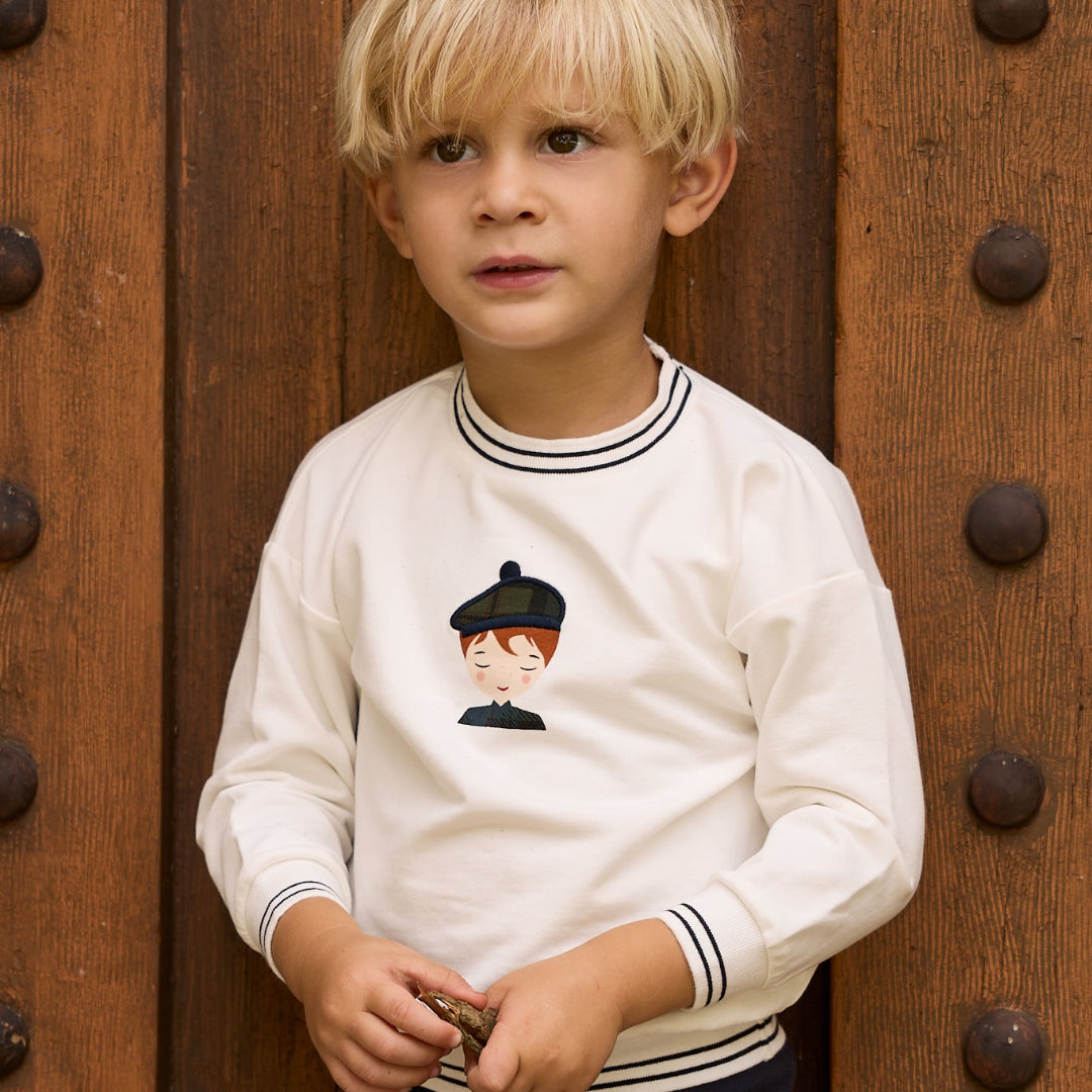 Ivory/ Navy Boy French Terry Scottish Collection 2 Piece Set