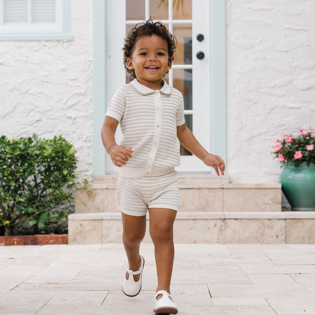 Shrub Green Textured Stripe Knit Set