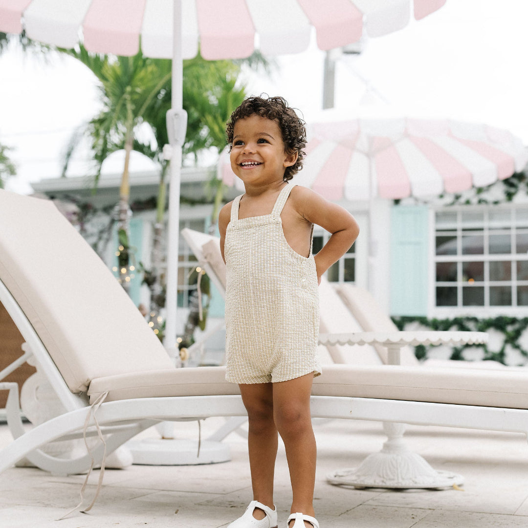 Yellow Mini Plaid Sunny Blossom Overalls