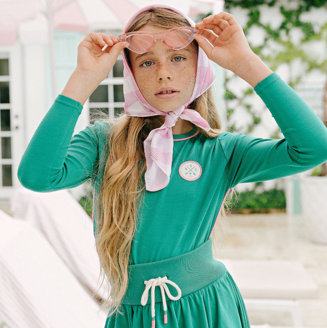 Electric Green Boating Crew LS Tee