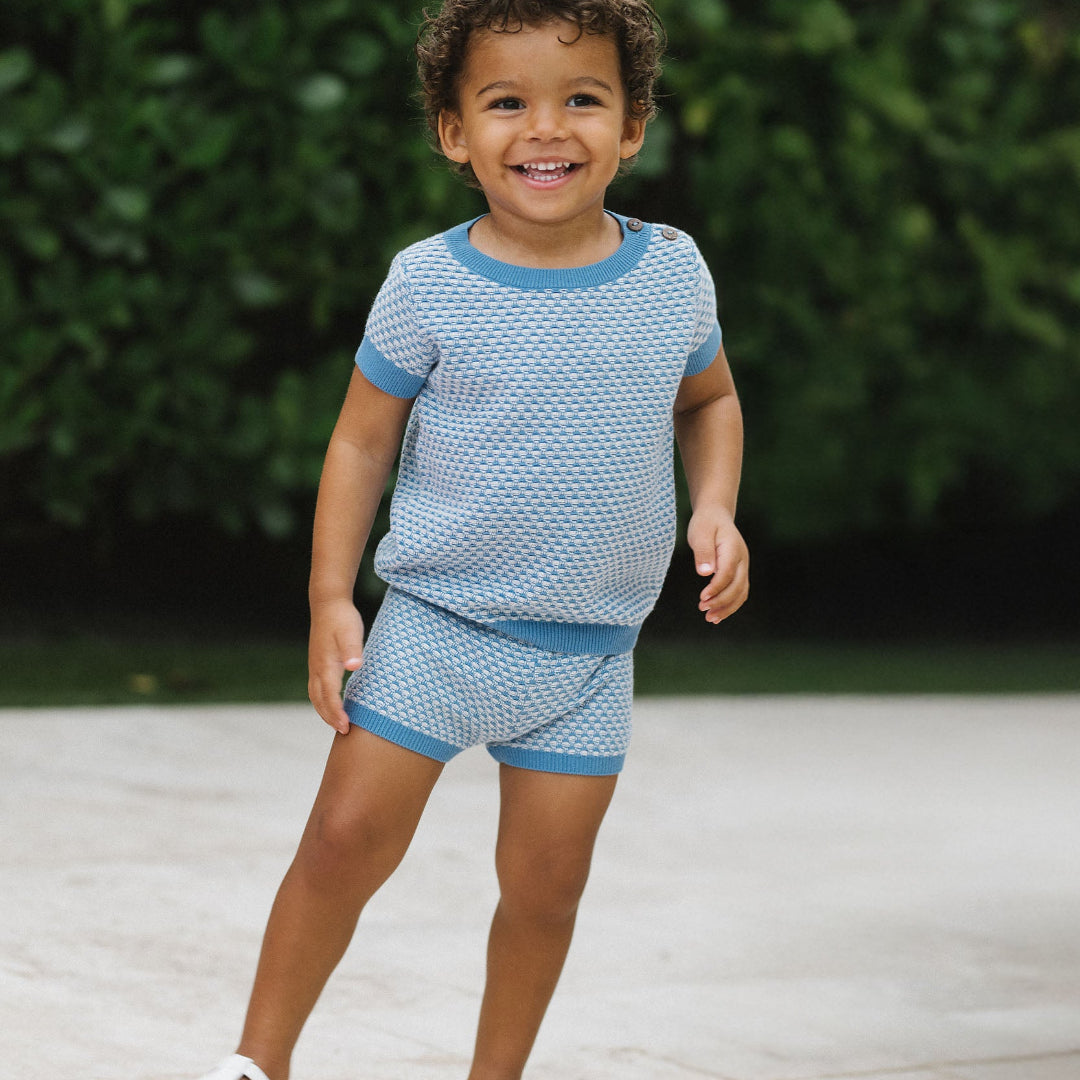 Fresh Blue Multi Knit Crewneck Set