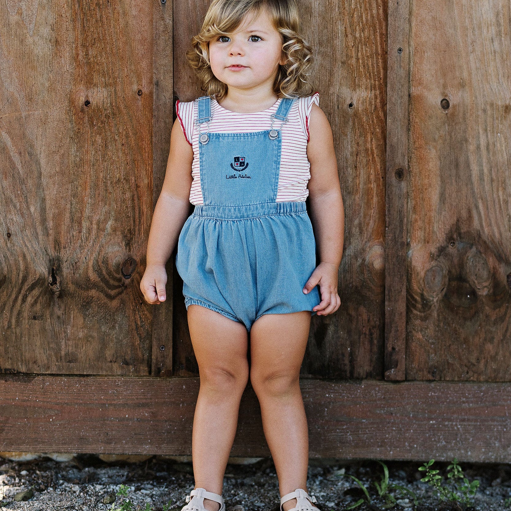 Red Striped Denim City Flutter Tank