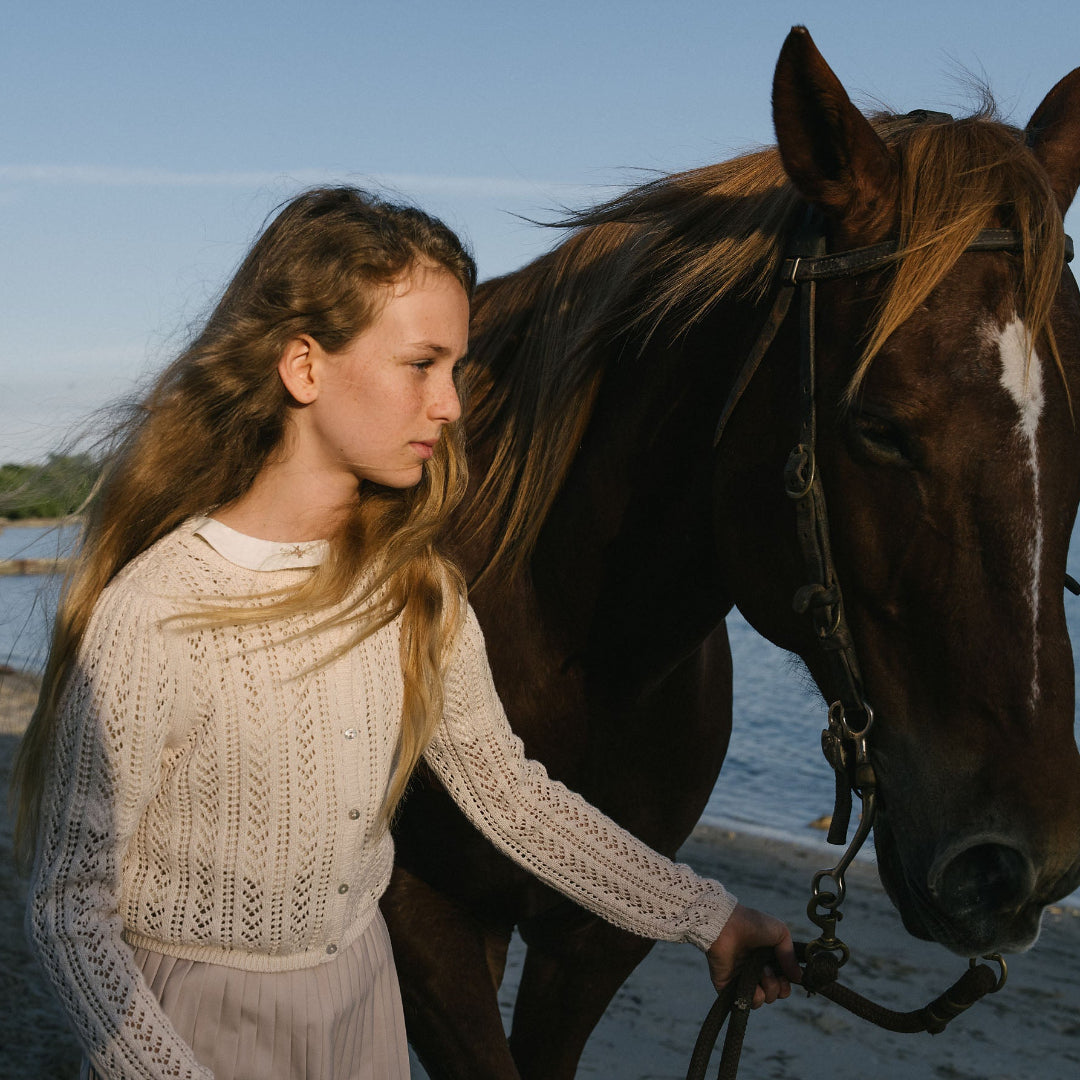 Wheat Pintuck 3/4 Sleeve Collar Blouse
