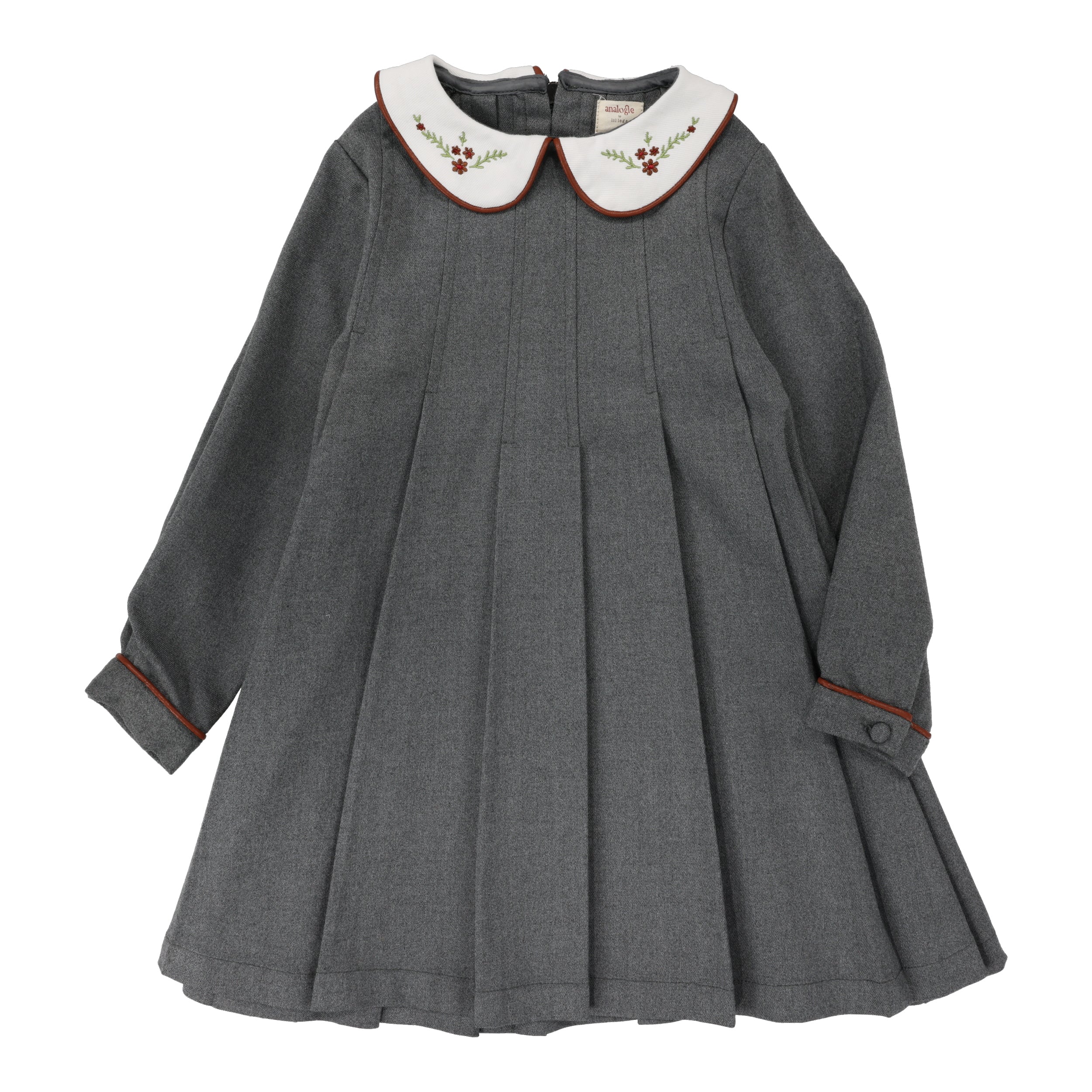 Dark Grey Collar Pleated Dress