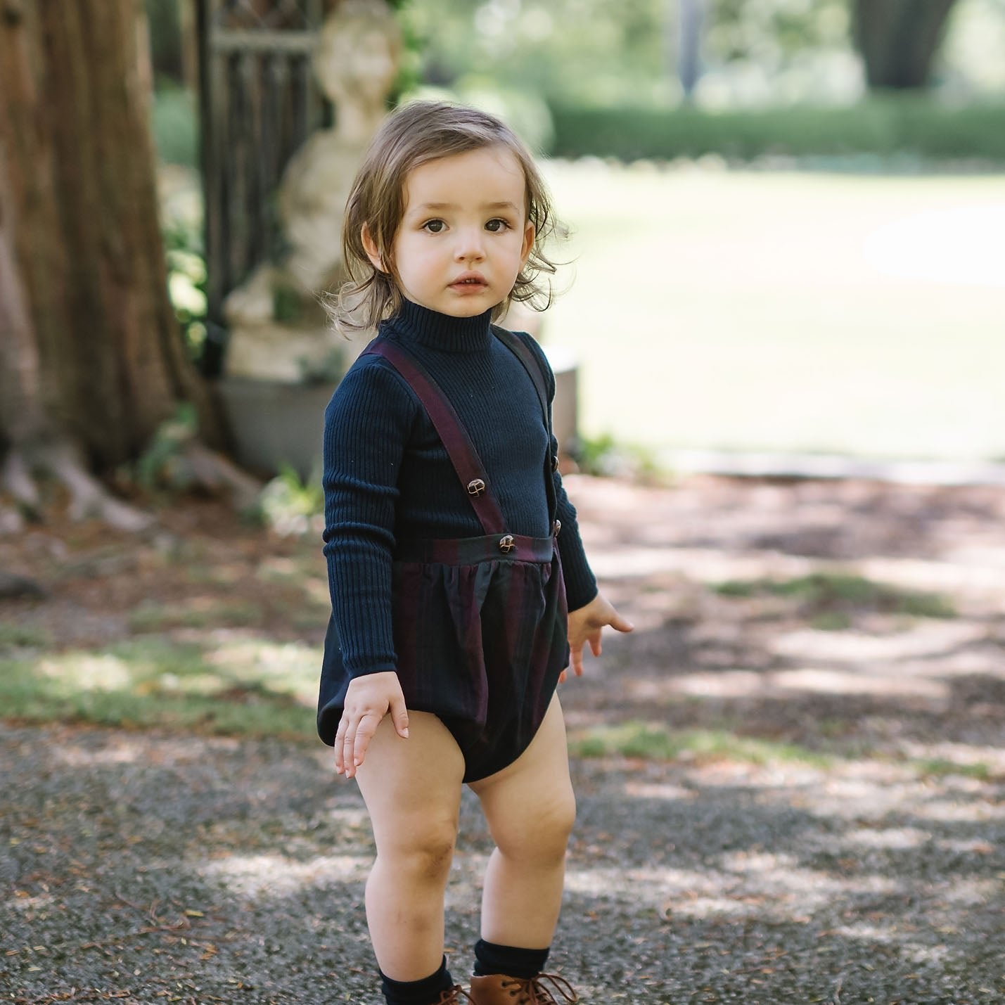 Burgundy Plaid Suspender Bubble Bloomers