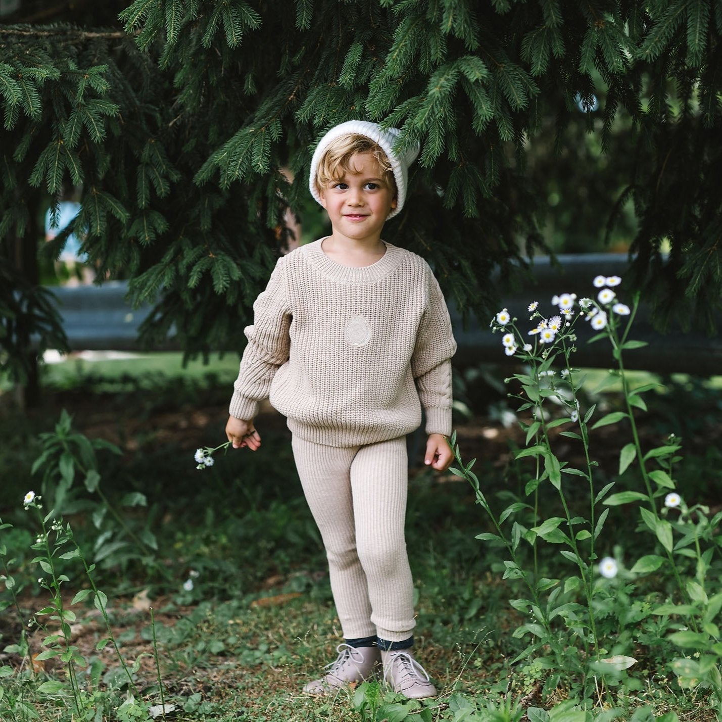 Cream Chunky Crest Knit Sweater