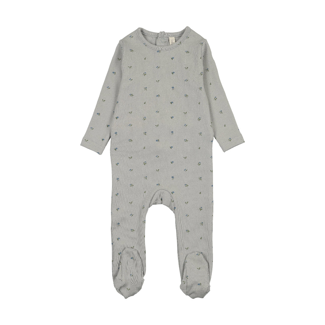 Pale Blue Bitsy Floral Footie