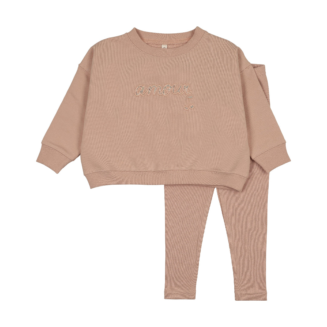Dusty Pink Floral Sweatshirt Set