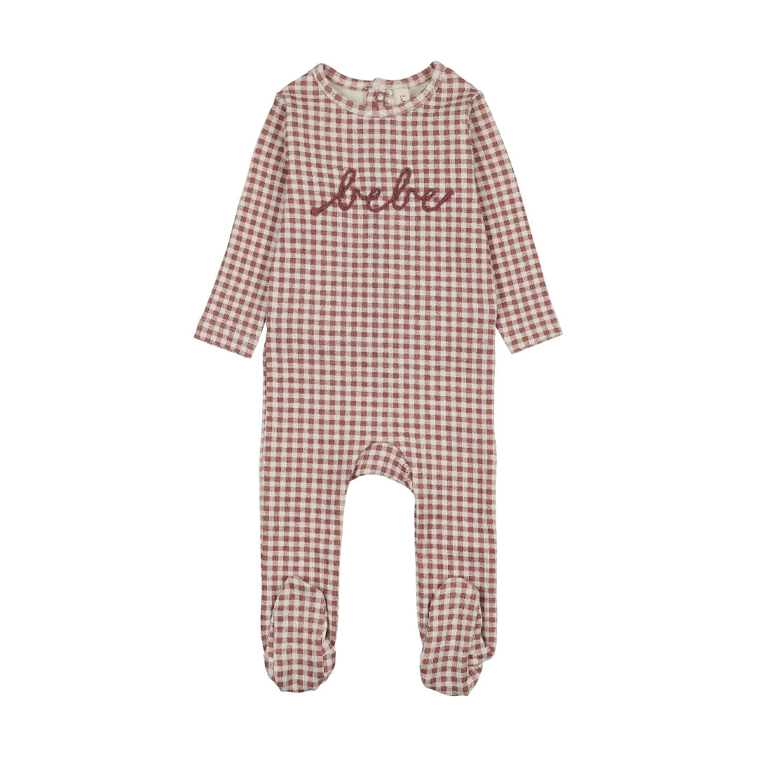 Mauve Gingham Bebe Footie