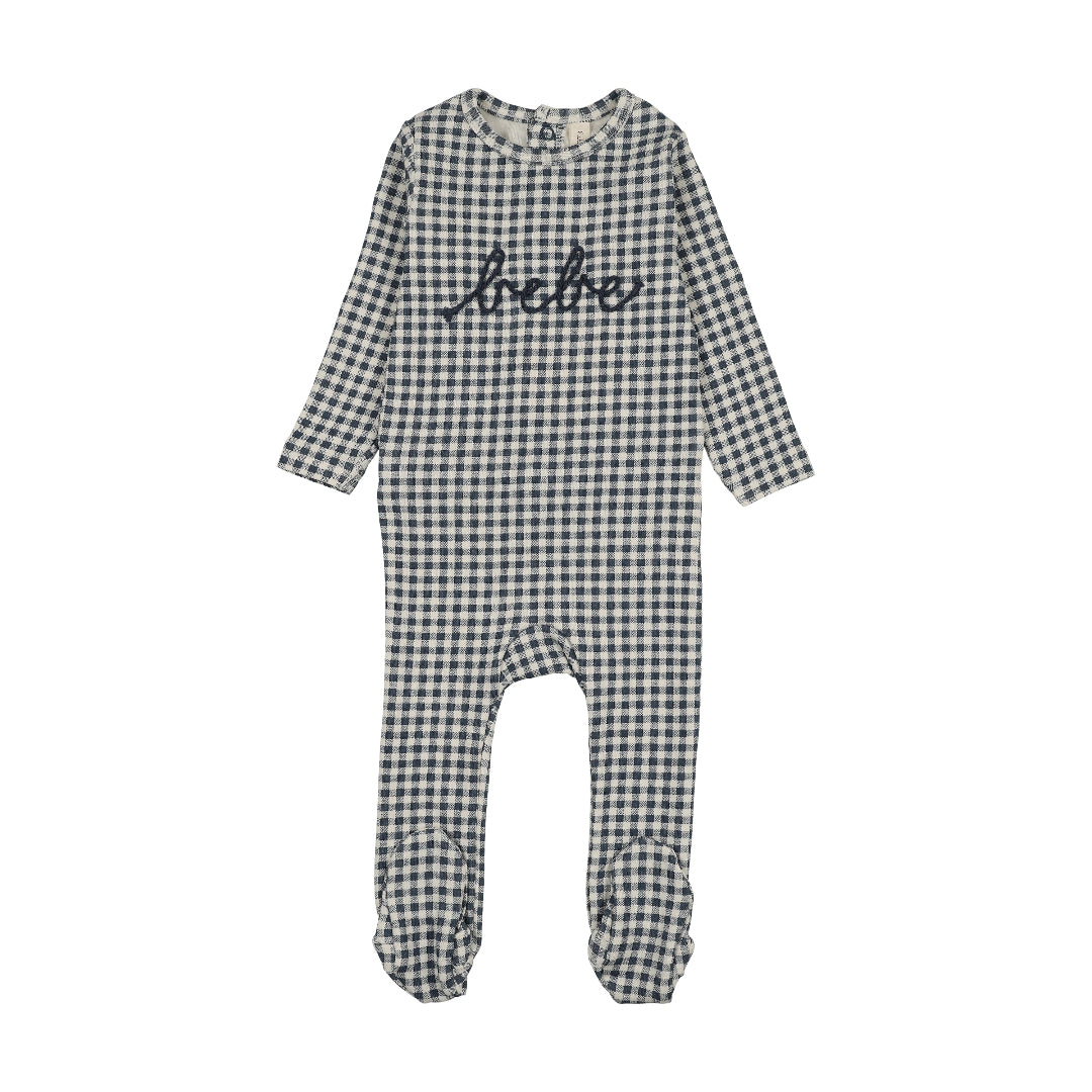 Off Navy Gingham Bebe Footie