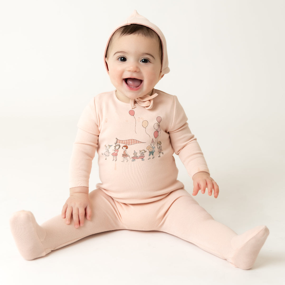 Coral Pink Little Tot Parade Footie/Bonnet