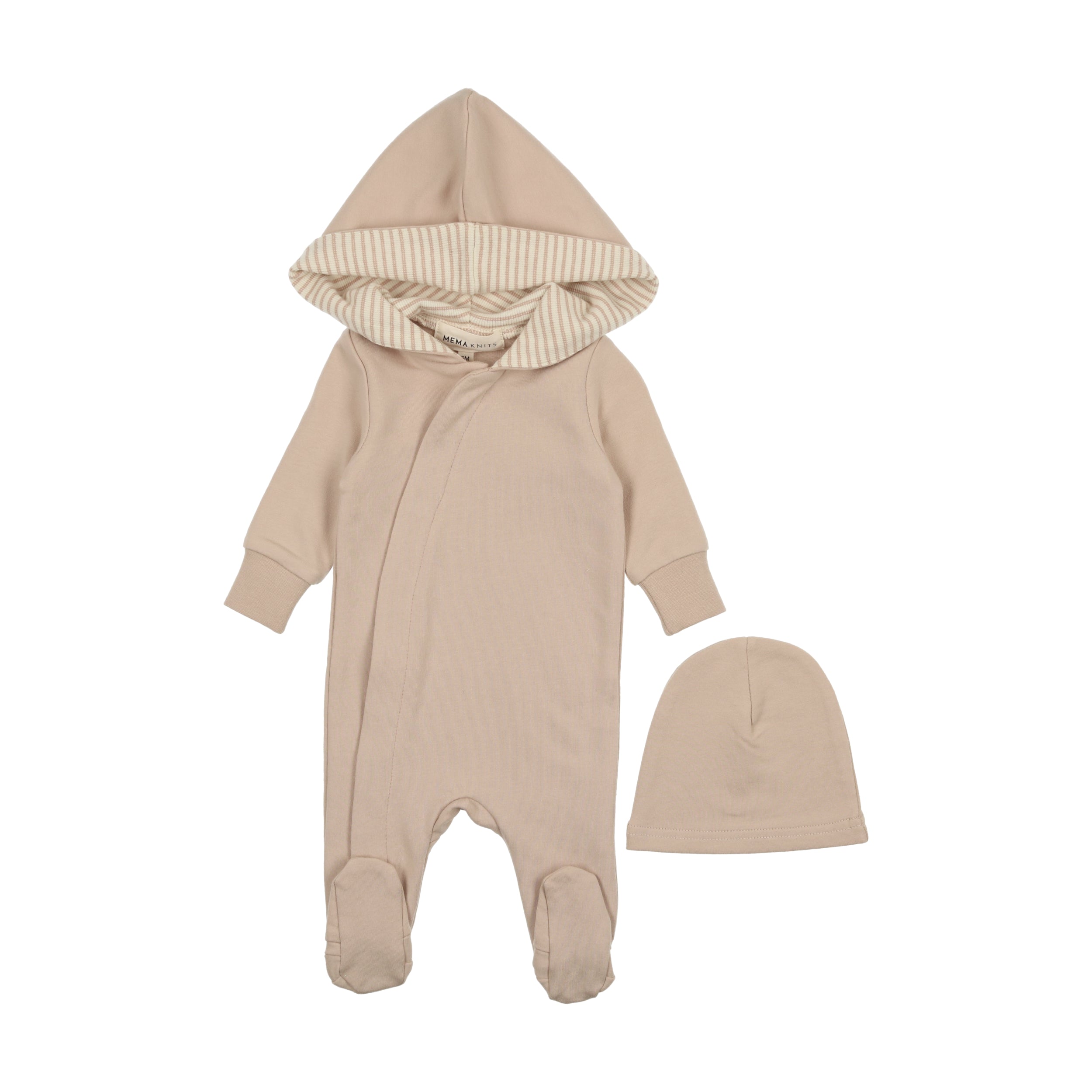 Taupe Hooded Footie & Beanie Set