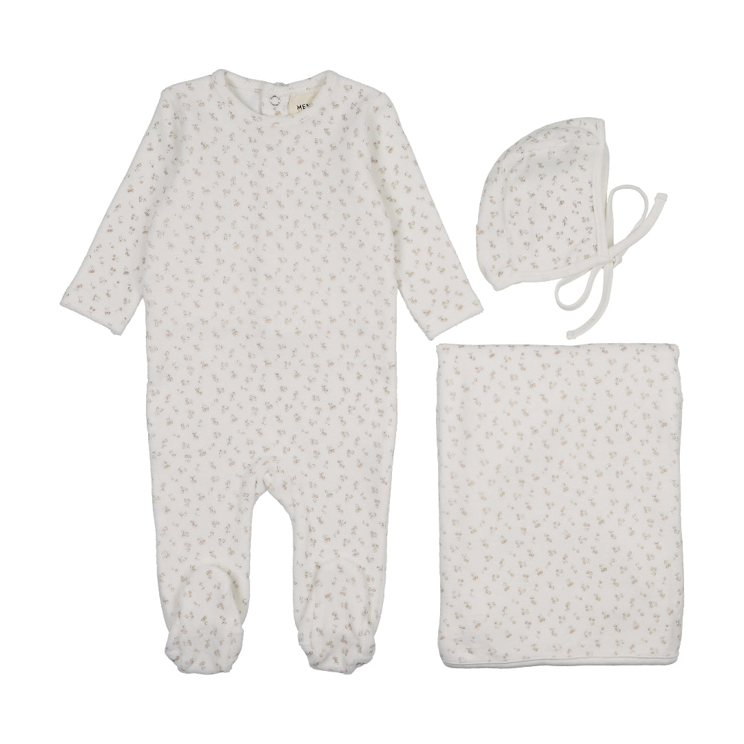 Pink Cherries Velour Cherry Printed 3 Piece Set