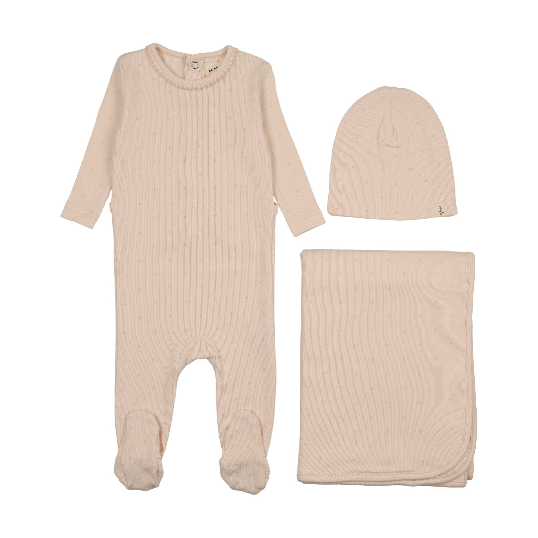 Light Pink/ Rose Hearts Heart Printed Three Piece set