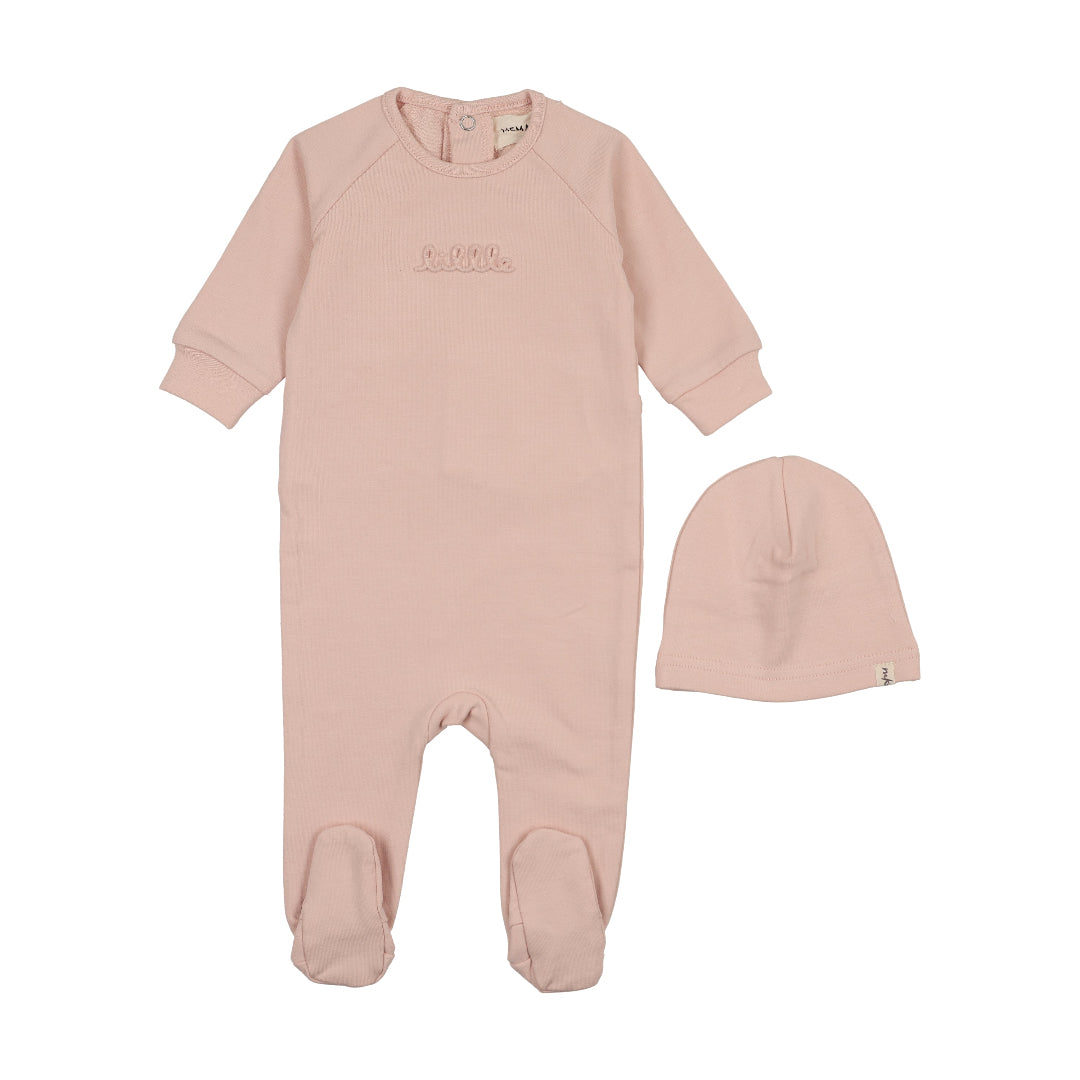 Peach Whip Embossed Sweatshirt Footie+Beanie