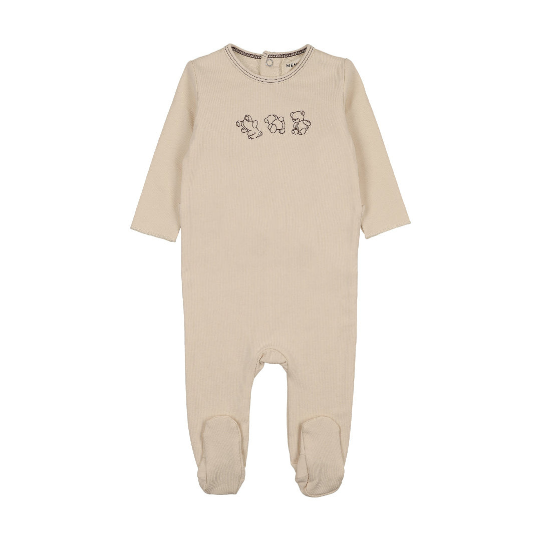 Light Beige-Otter Stitching Embroidered Stitch Teddy Footie