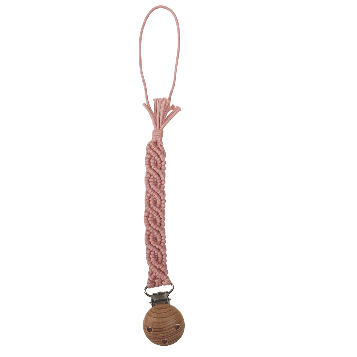 Blush Macrame Pacifier Clip