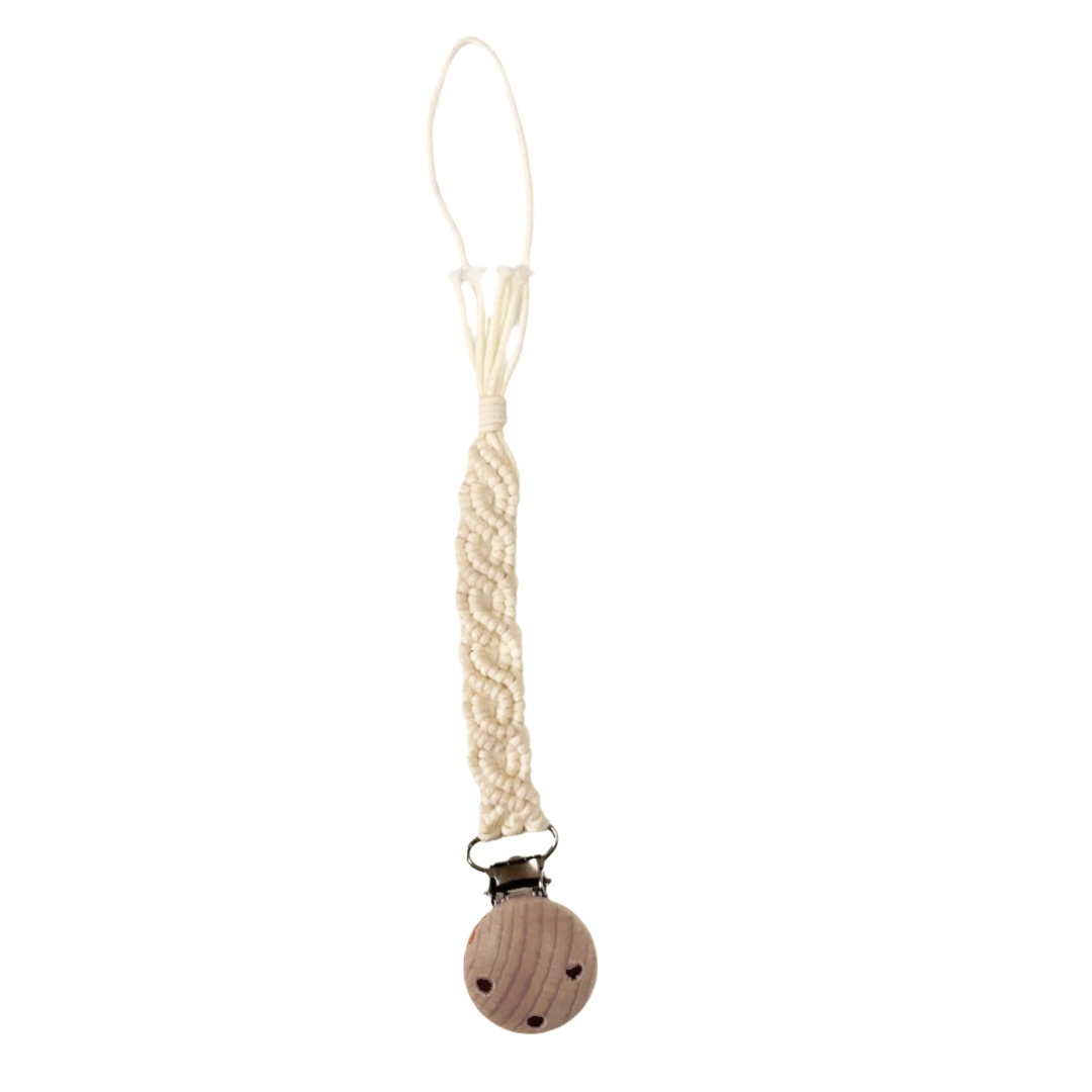 Cream  Macrame Pacifier Clip