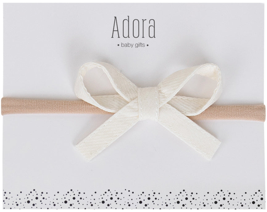 Adora Baby Ivory Mini Ribbon Bow Headband