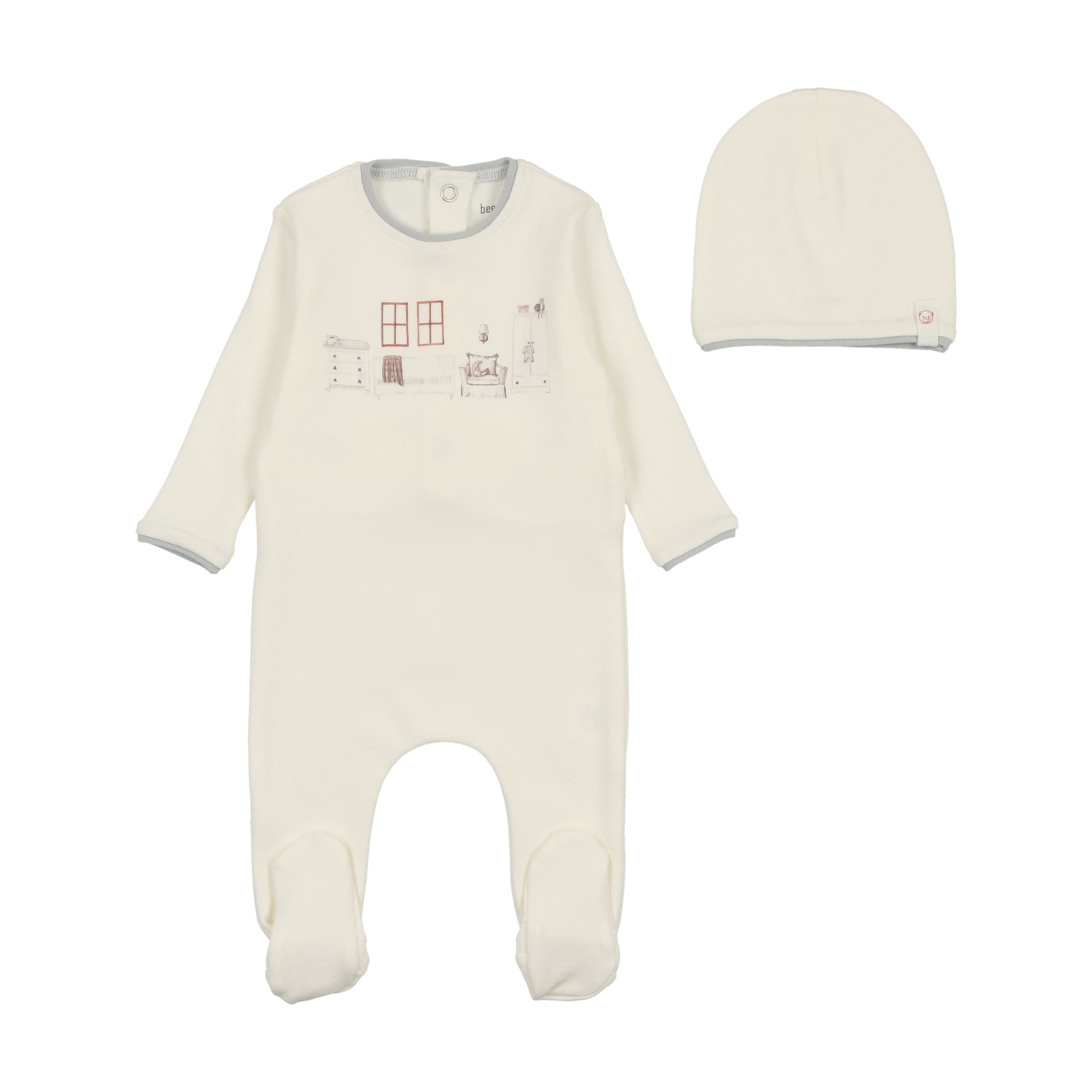 Ivory Little Nursery Boys Footie/Beanie