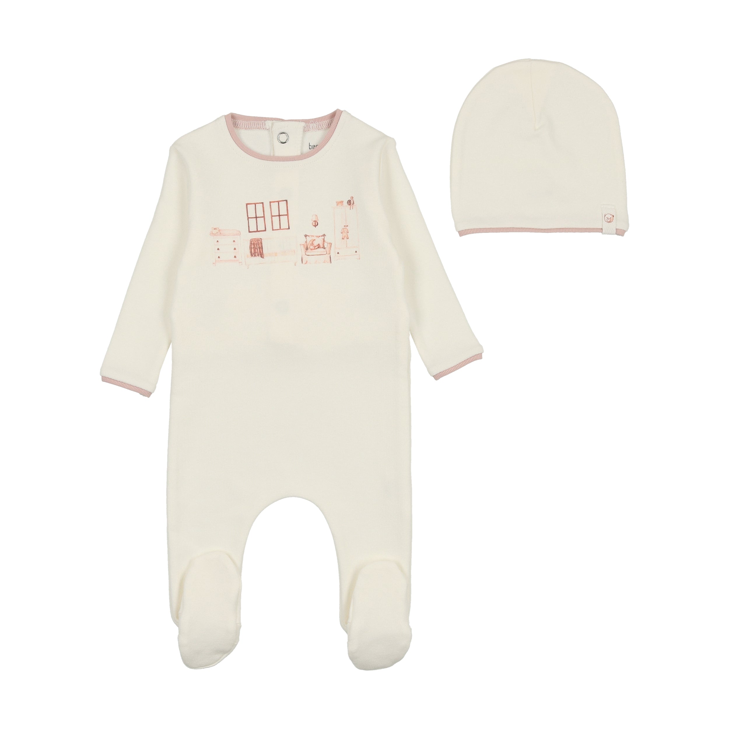 Ivory Little Nursery Girls Footie/Beanie