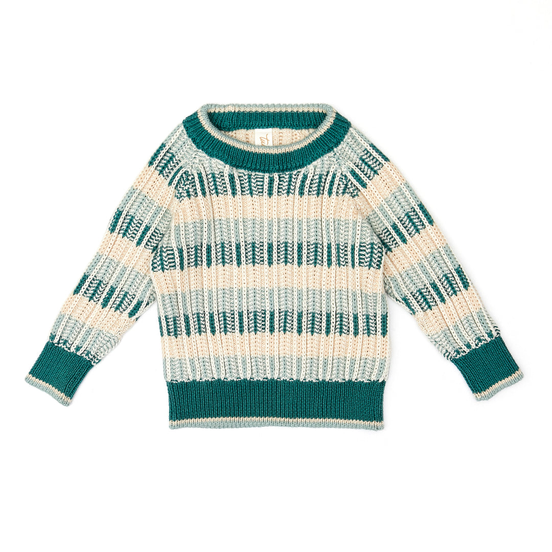 Evergreen/Oatmeal/Jade Mason Sweater