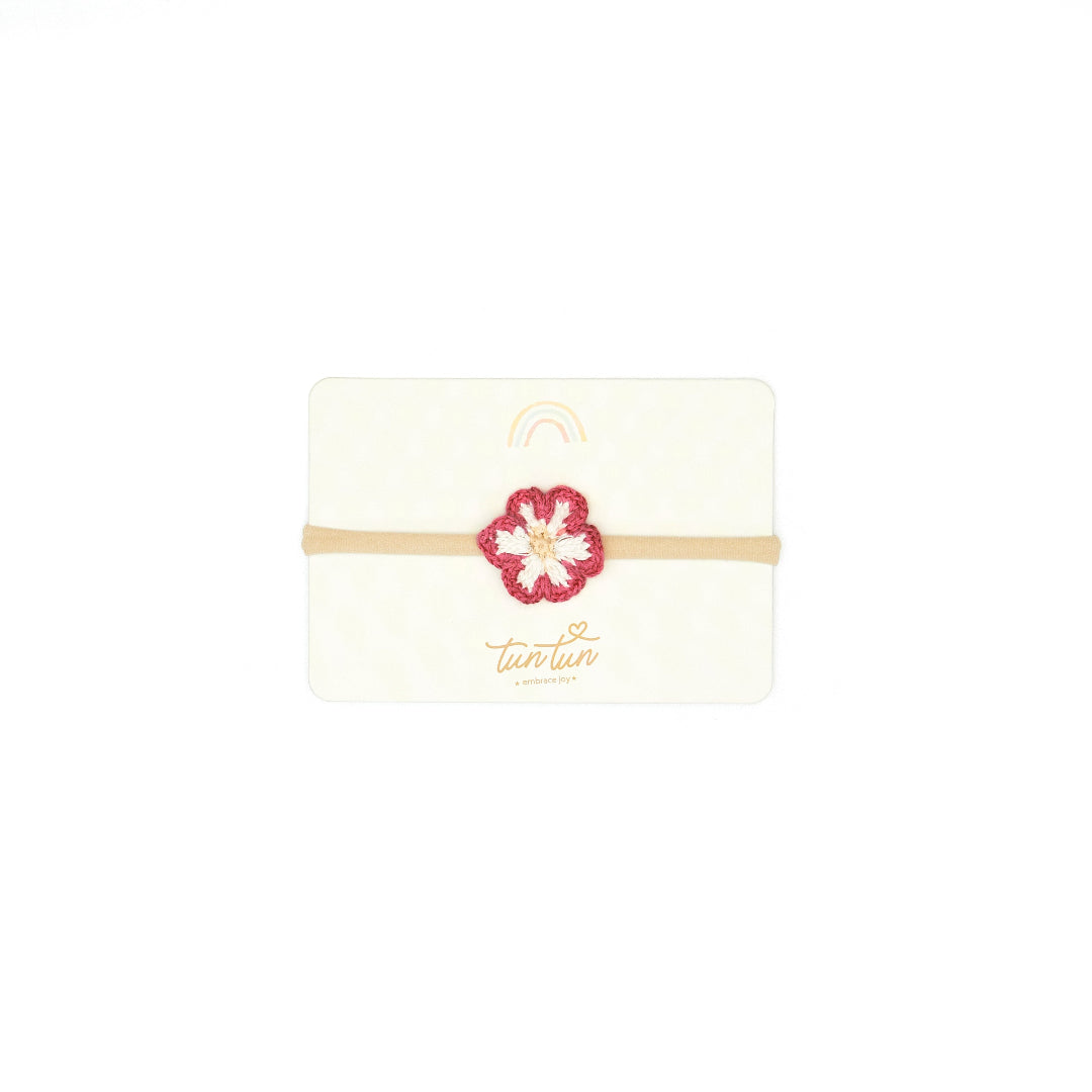 Natural & Red & Mustard Seed Flower Headband