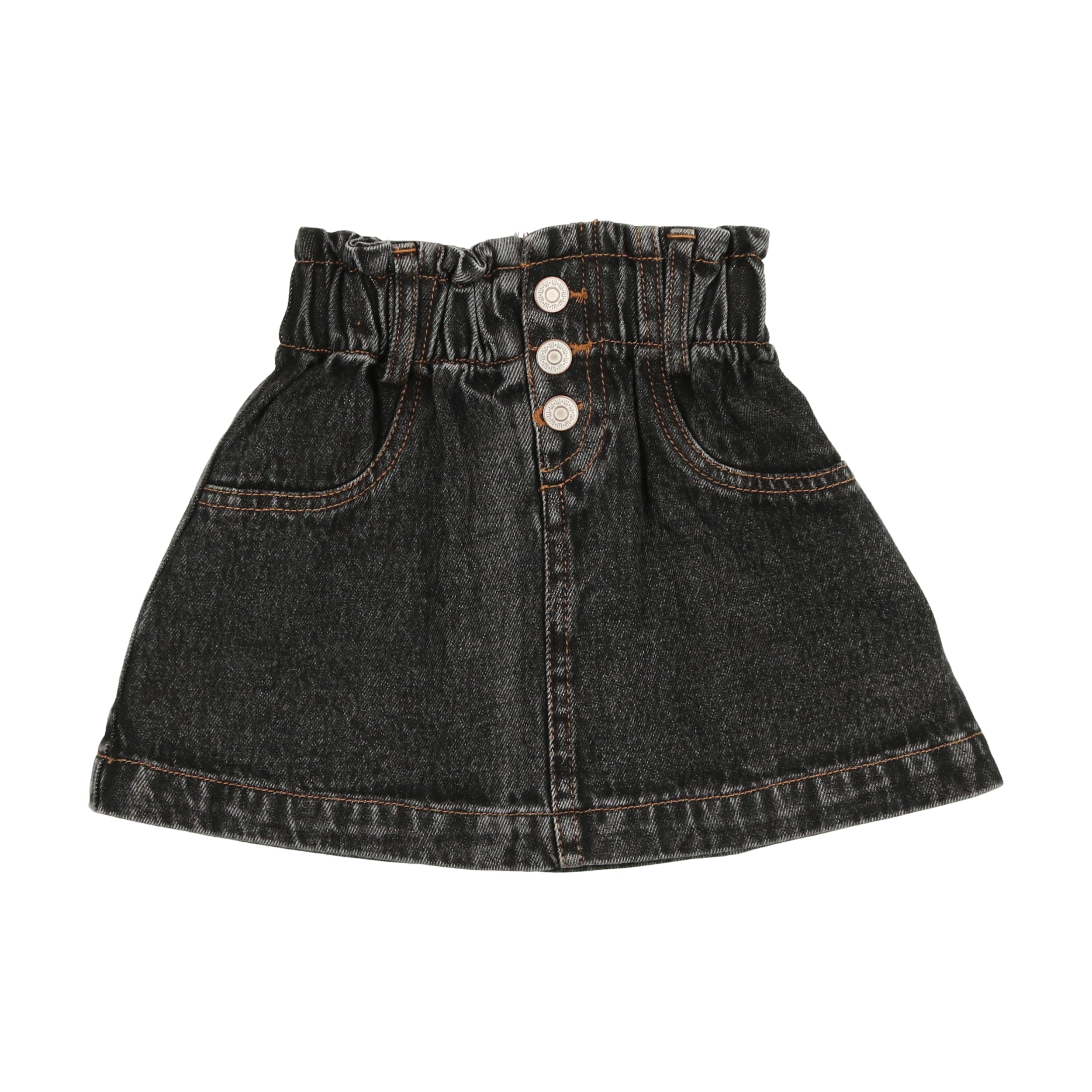 Black Denim Paperbag Skirt