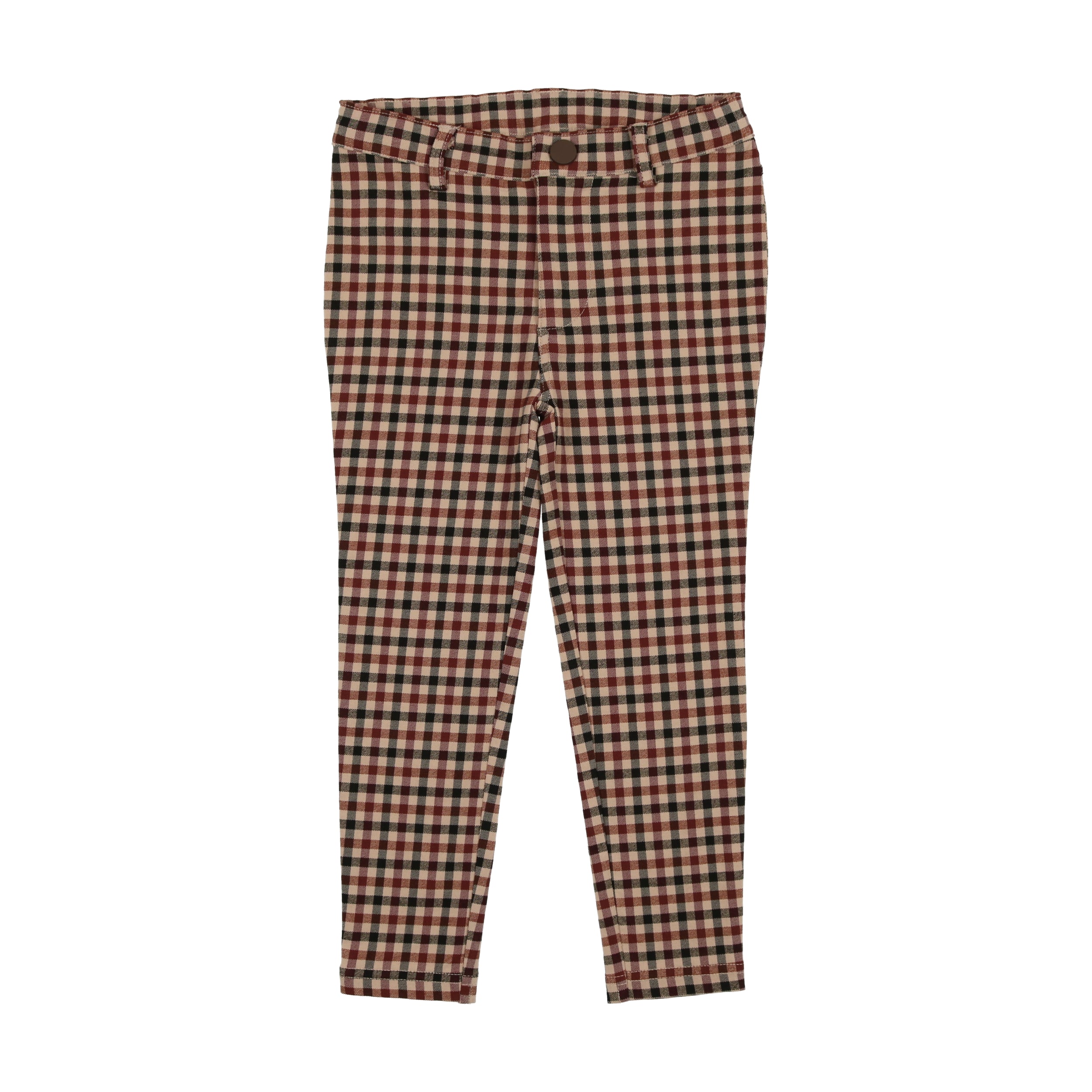 Tan Plaid Printed Pants