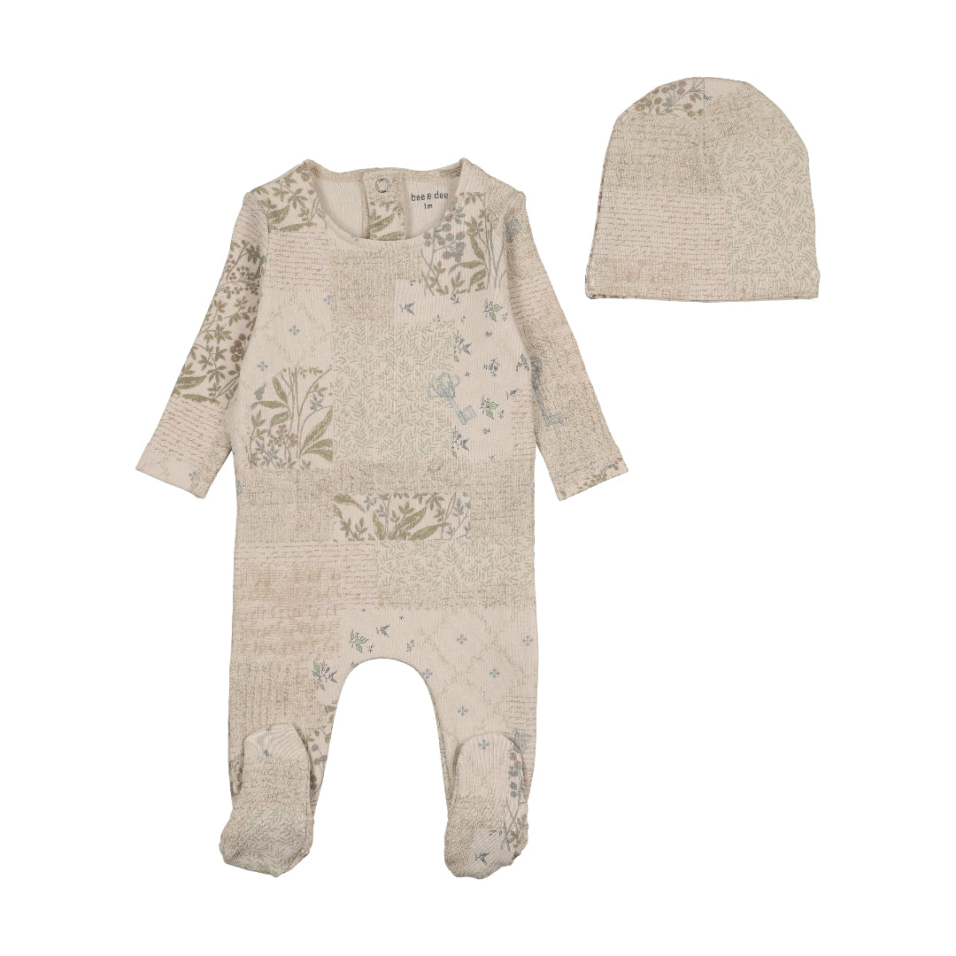 Boys Print Organic Papier Print Footie/Beanie