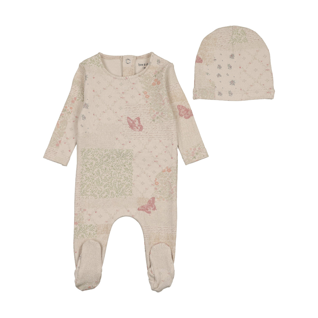 Girls Print Organic Papier Print Footie/Beanie