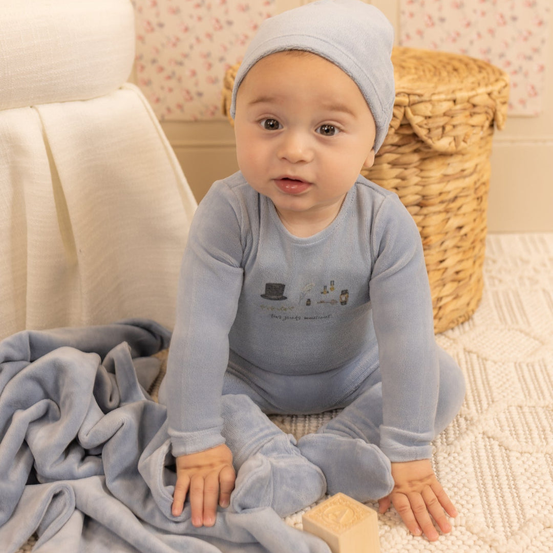 Crystal Blue Paraphenalia Velour Footie/Beanie