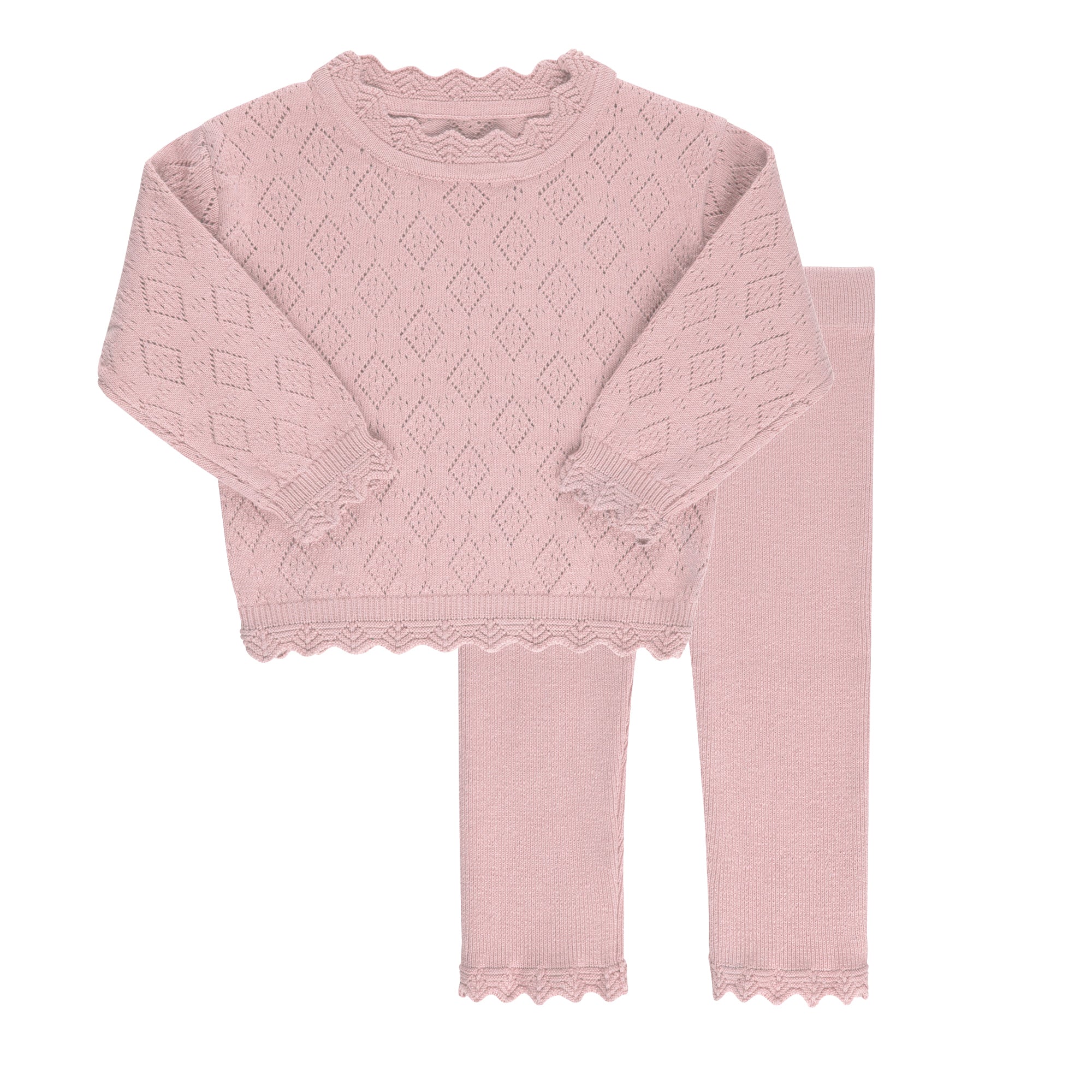 Pink Pointelle Knit Set