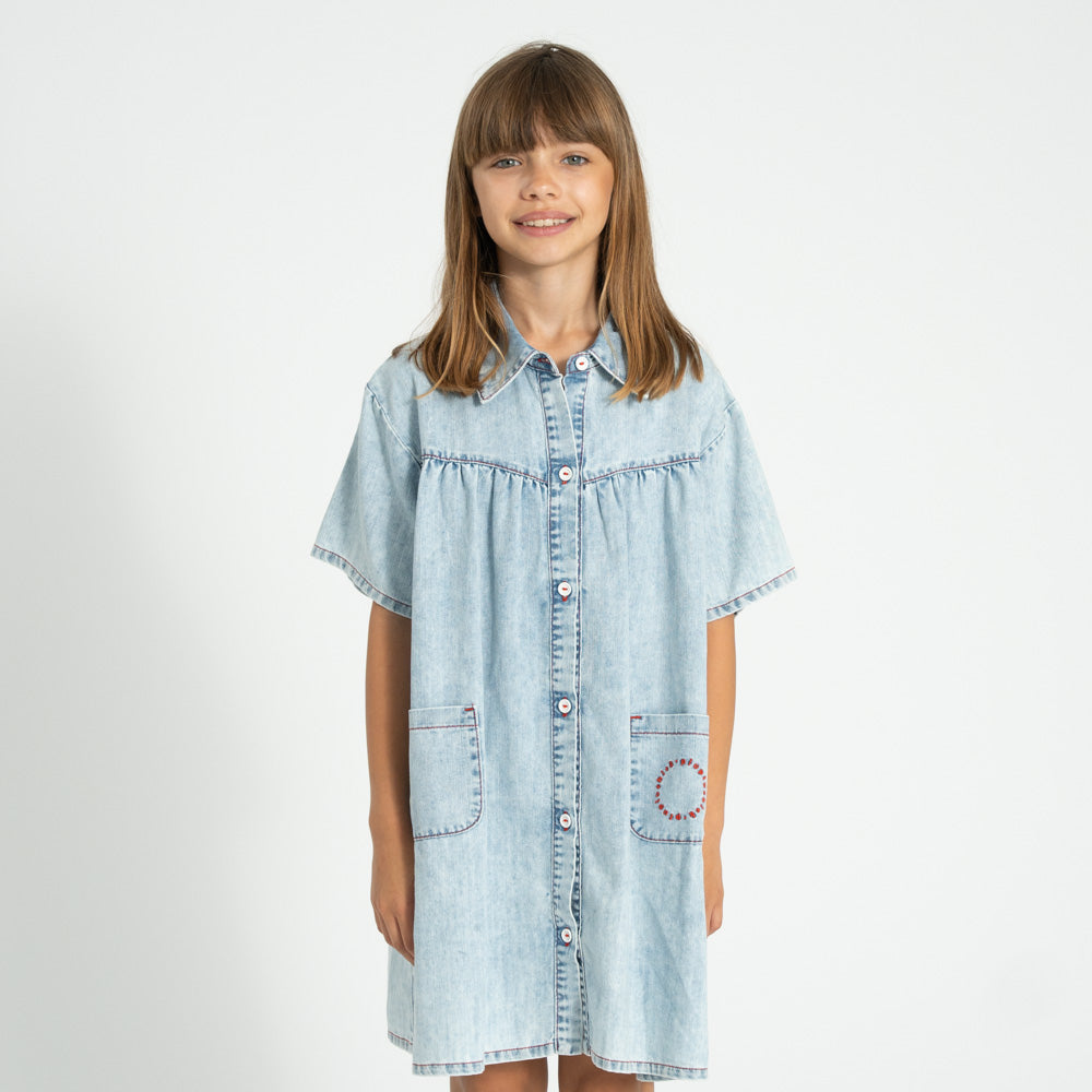 Blue Light Denim Short Dress