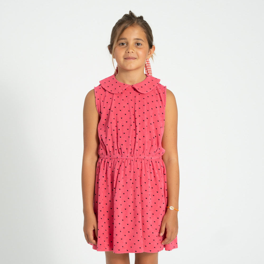Pink w/ Black Hearts Allover Short Dress w/ Collar