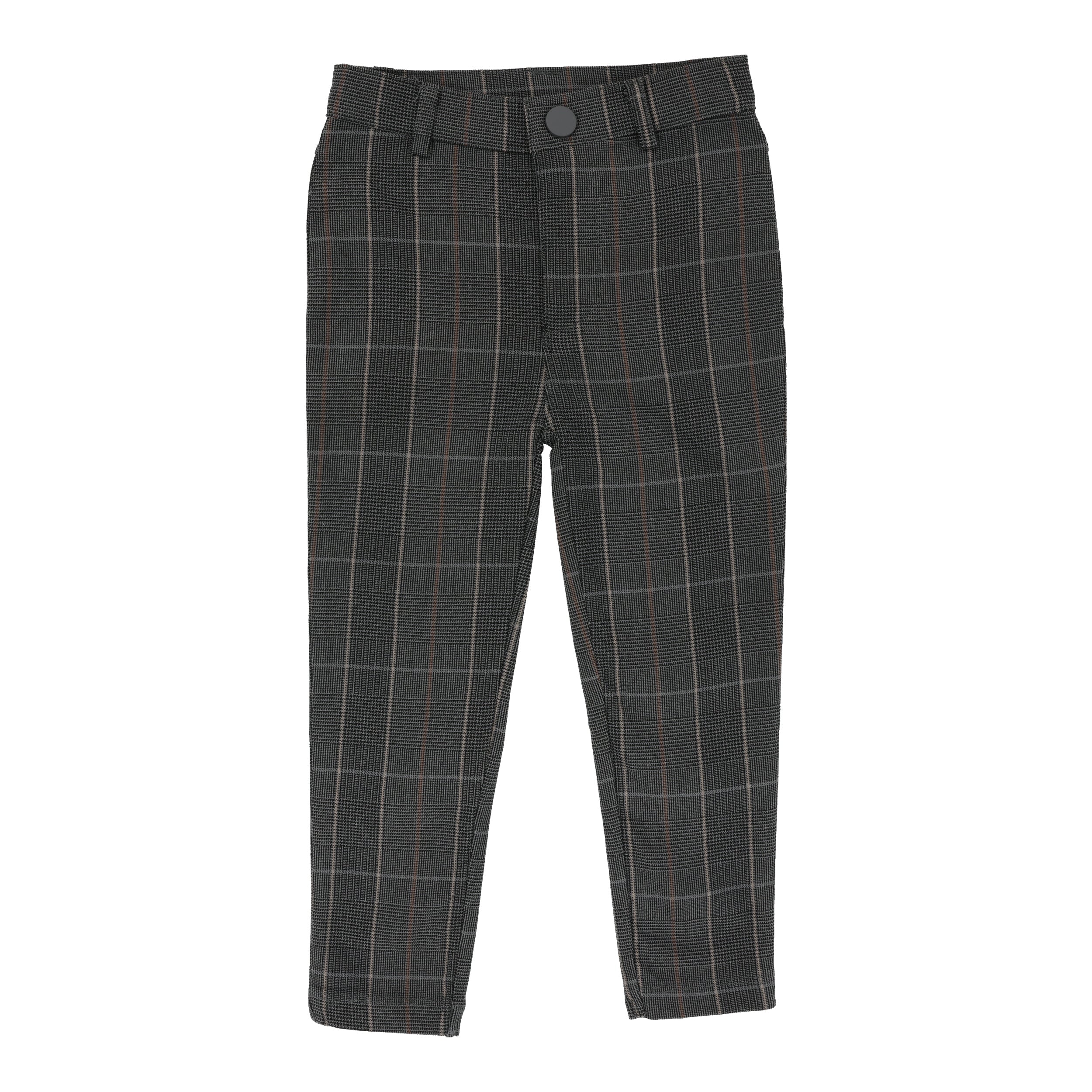 Grey Plaid Printed Pants