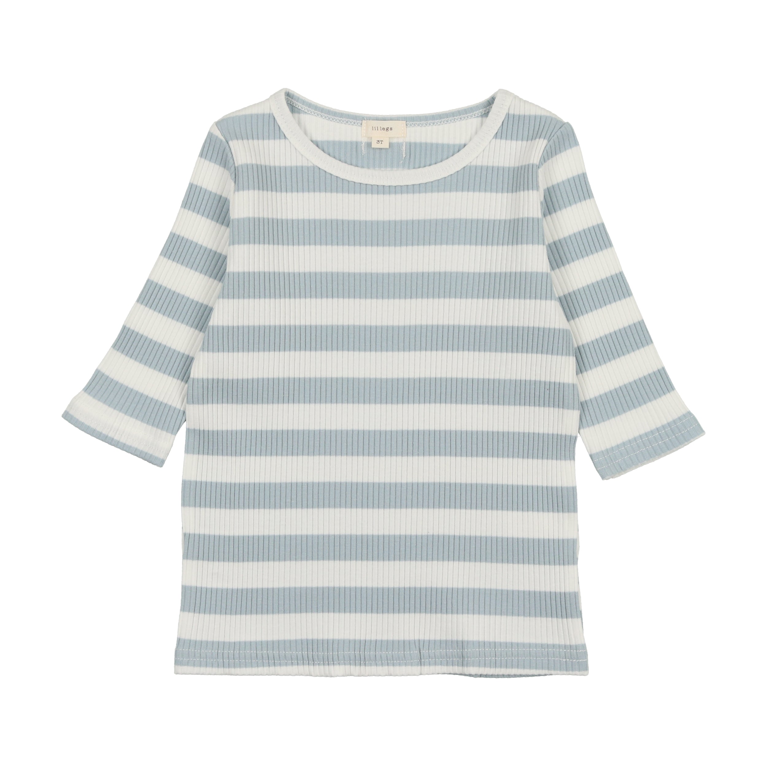 Light Blue Stripe Three Quarter Sleeve T-Shirt