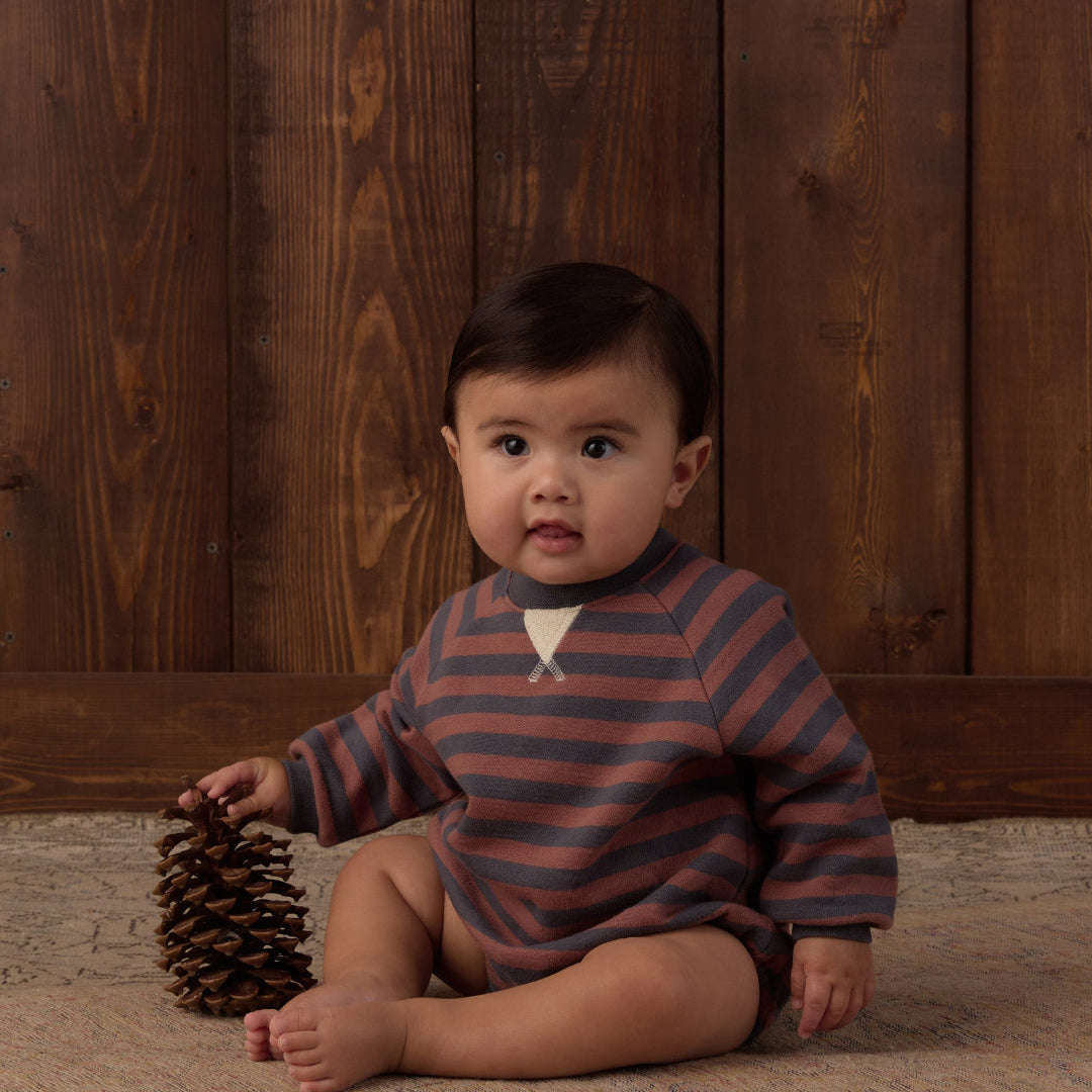 Mulberry Stripe Crew Neck Romper