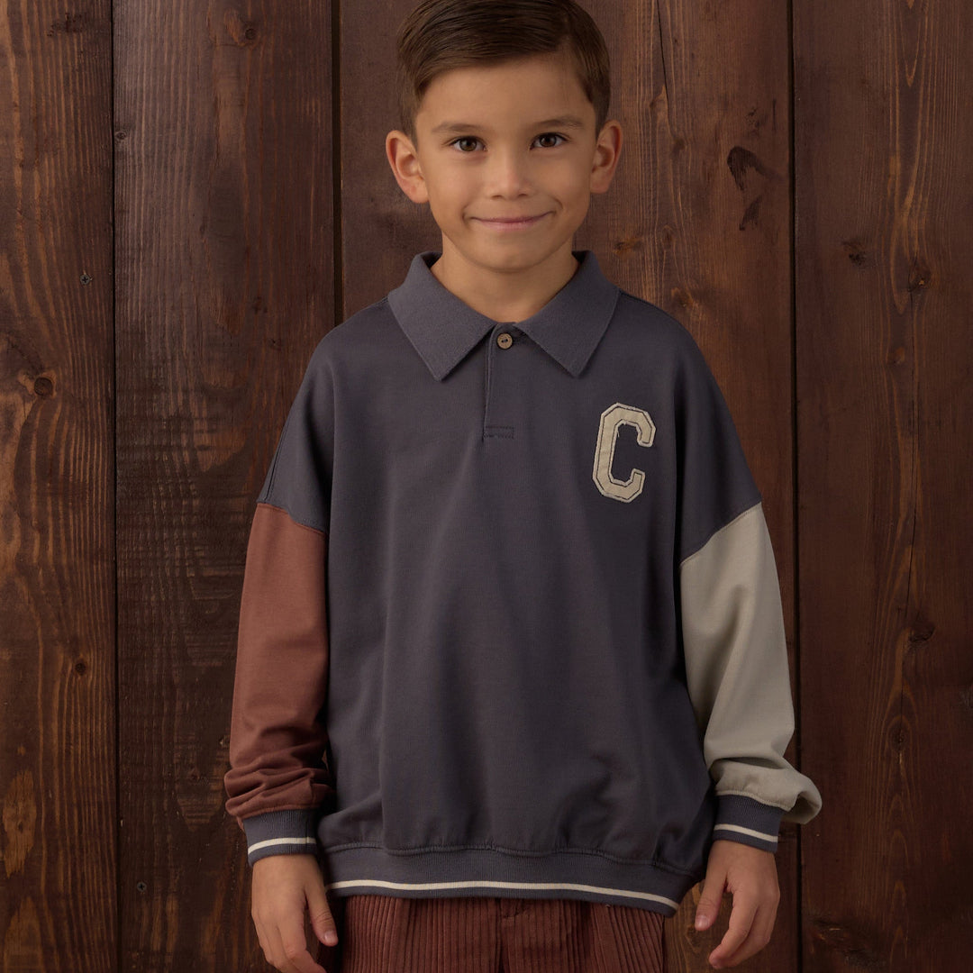 Midnight Colorblock Collared Sweatshirt