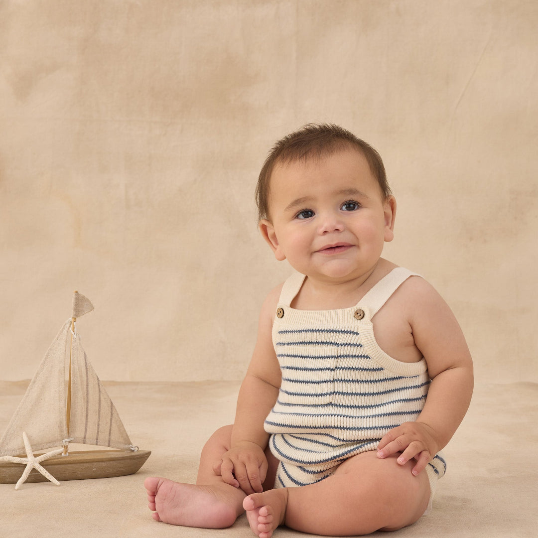 Marine Stripe Ashton Knit Romper