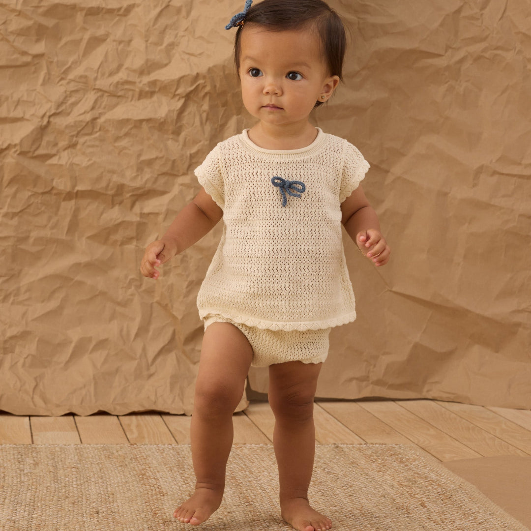 Natural Scallop Knit Baby Set