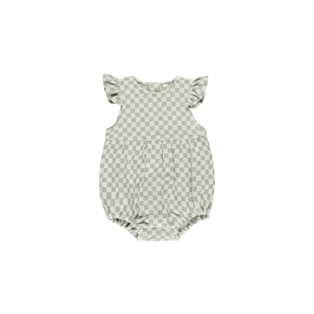 Sage Check Amelia Romper